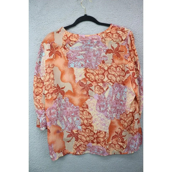 Lane Bryant 3/4 Roll Tabbed Sleeve Sheer Top-Beaded-BOHO-Size 14-16 - Picture 7 of 8